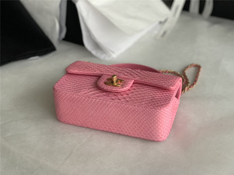 MINI FLAP BAG WITH TOP HANDLE AS2431 Snake Pink High