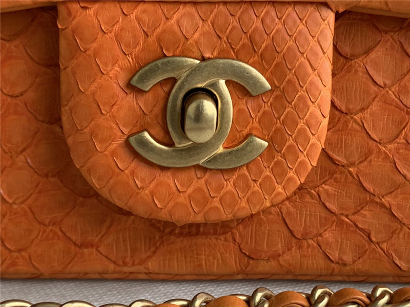 MINI FLAP BAG WITH TOP HANDLE AS2431 Snake Orange High