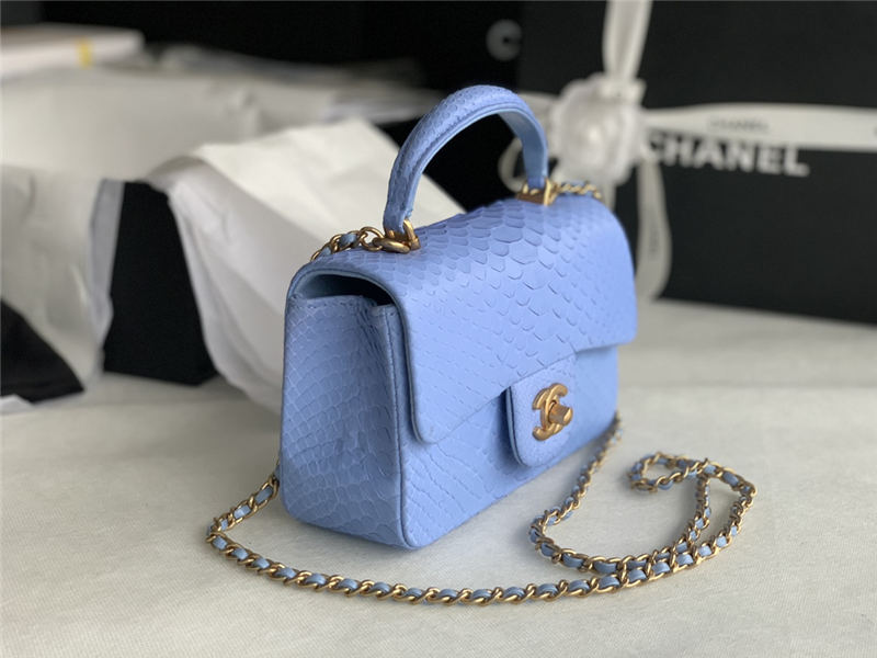 MINI FLAP BAG WITH TOP HANDLE AS2431 Snake Blue High