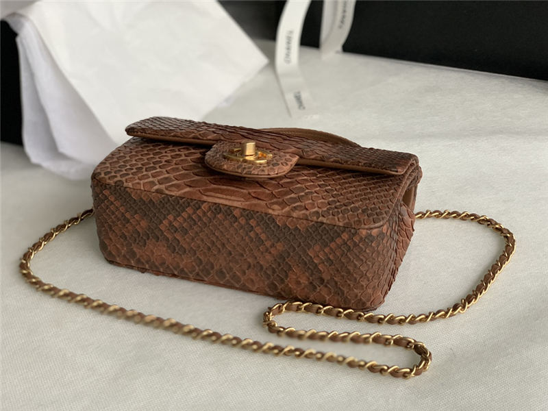 MINI FLAP BAG WITH TOP HANDLE AS2431 Snake Brown High