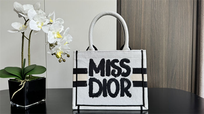 SMALL Dior BOOK TOTE Miss Dior Graffiti Embroidery High