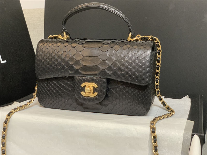 MINI FLAP BAG WITH TOP HANDLE AS2431 Snake Black High