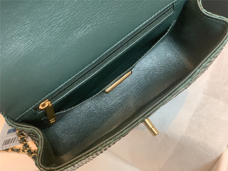 MINI FLAP BAG WITH TOP HANDLE AS2431 Snake Green High