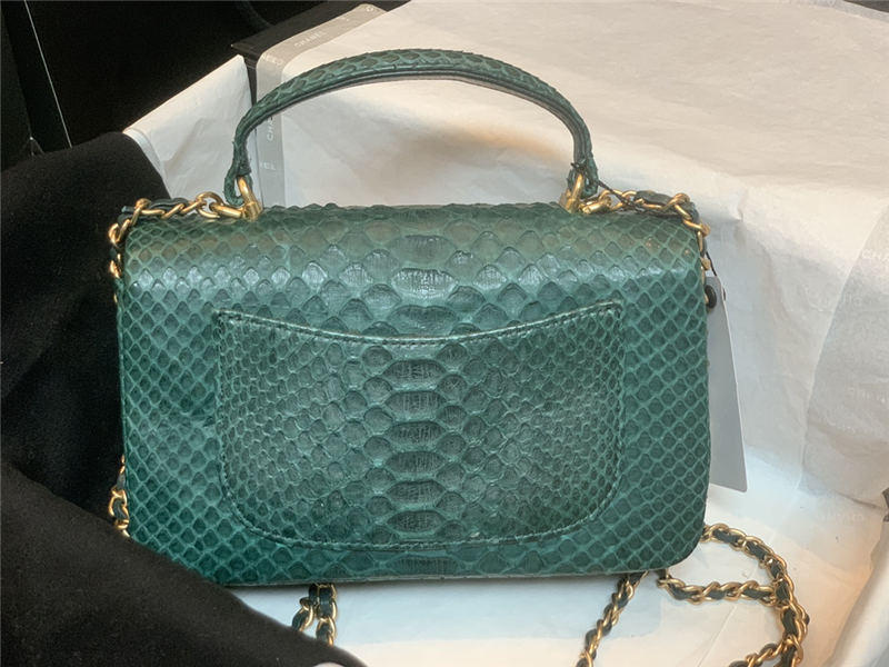 MINI FLAP BAG WITH TOP HANDLE AS2431 Snake Green High