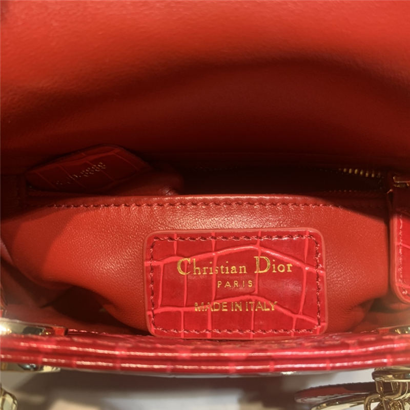 MINI LADY Dior BAG Cannage Crocodile Gold-tone Metal High