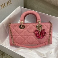 LADY D-JOY BAG MEDIUM Cannage Cannage Denim Pink High