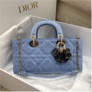 LADY D-JOY BAG MEDIUM Cannage Cannage Denim Blue High