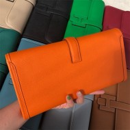 Hermes Jige Elan 29 Clutch Bag Epsom Leather WAX Orange High