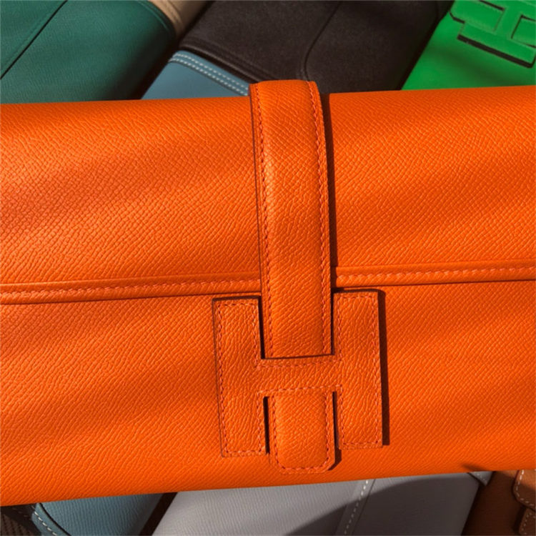 Hermes Jige Elan 29 Clutch Bag Epsom Leather WAX Orange High