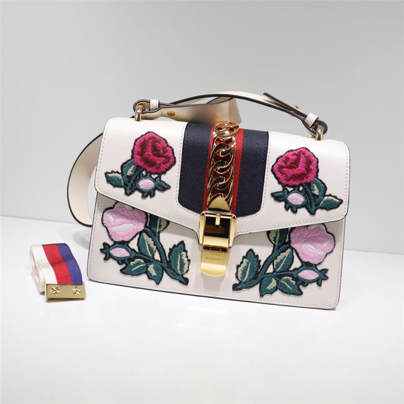 Sylvie leather mini chain bag 421882 Flower White high