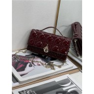 MISS DIOR MINI BAG Patent Calfskin Burgundy High