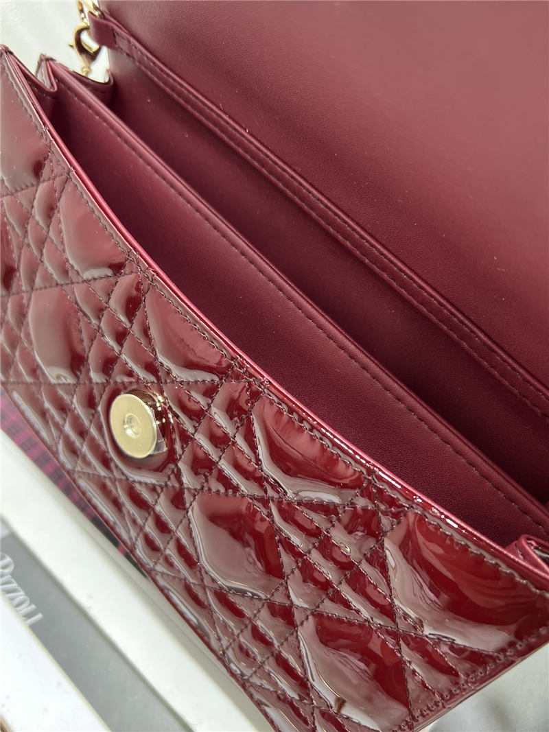 MISS DIOR MINI BAG Patent Calfskin Burgundy High