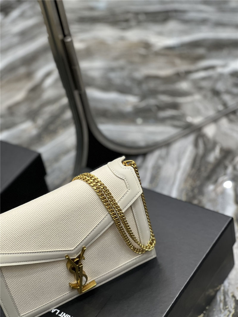 CASSANDRA MEDIUM CHAIN BAG IN CANVAS AND LEATHER High