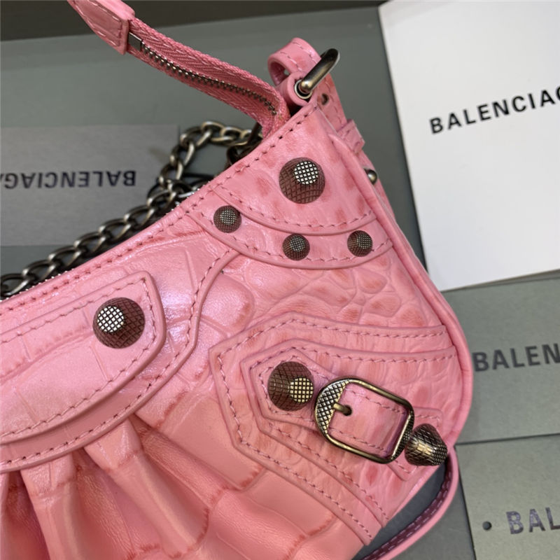 LE CAGOLE MINI PURSE WITH CHAIN Crocodile Pink High