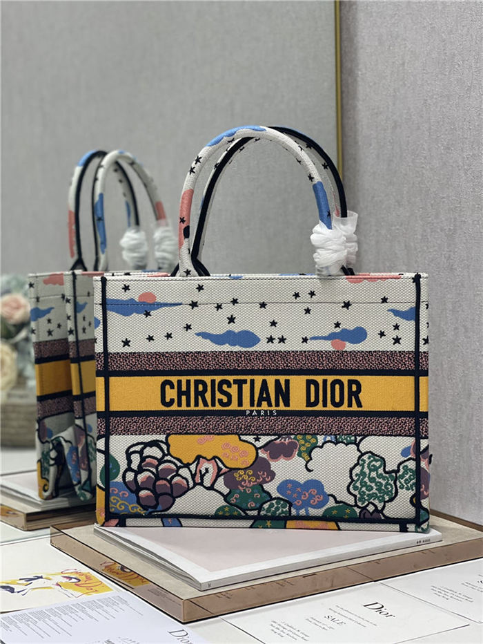 MEDIUM Dior BOOK TOTE Dior Ciel de Rêve Embroidery High