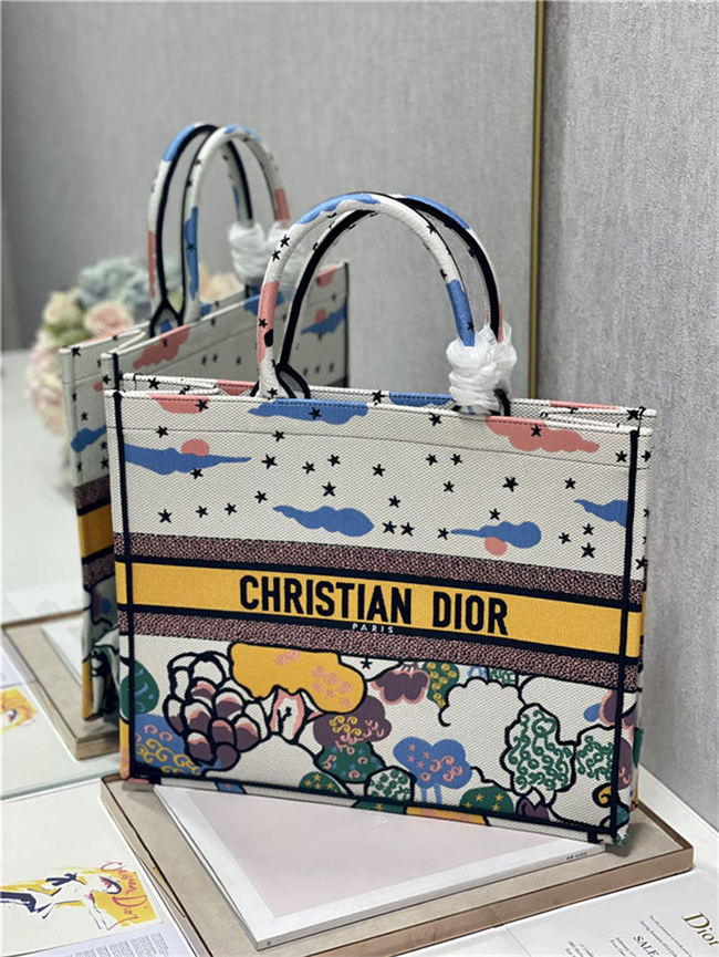 LARGE Dior BOOK TOTE Dior Ciel de Rêve Embroidery High