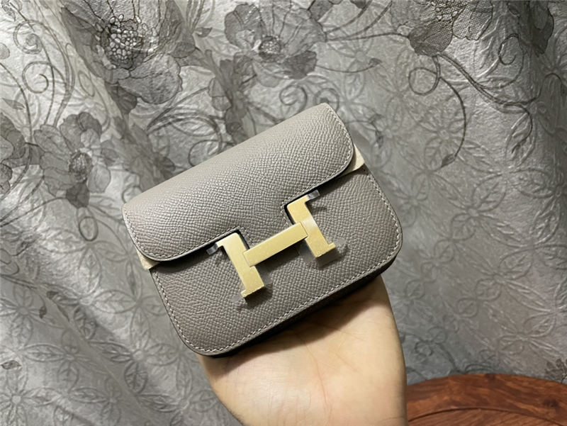 Hermes Constance Slim Wallet Leather Gold Metal WAX High