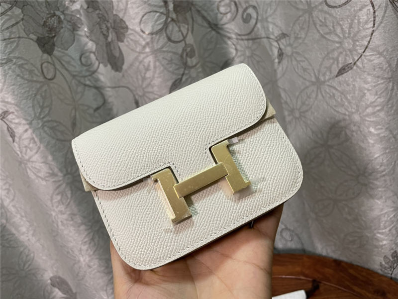 Hermes Constance Slim Wallet Leather Gold Metal WAX High