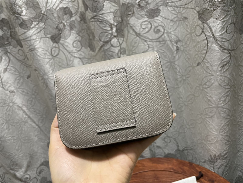 Hermes Constance Slim Wallet Leather Silver Metal WAX High