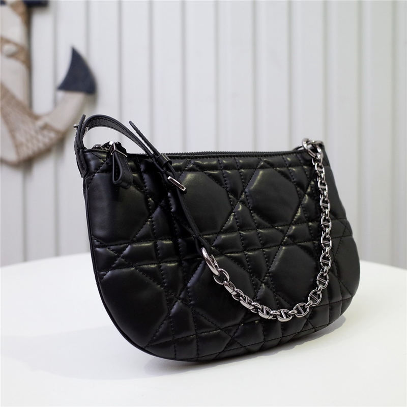 MINI Dior CARO TULIP BAG Quilted Macrocannage Calfskin Black High