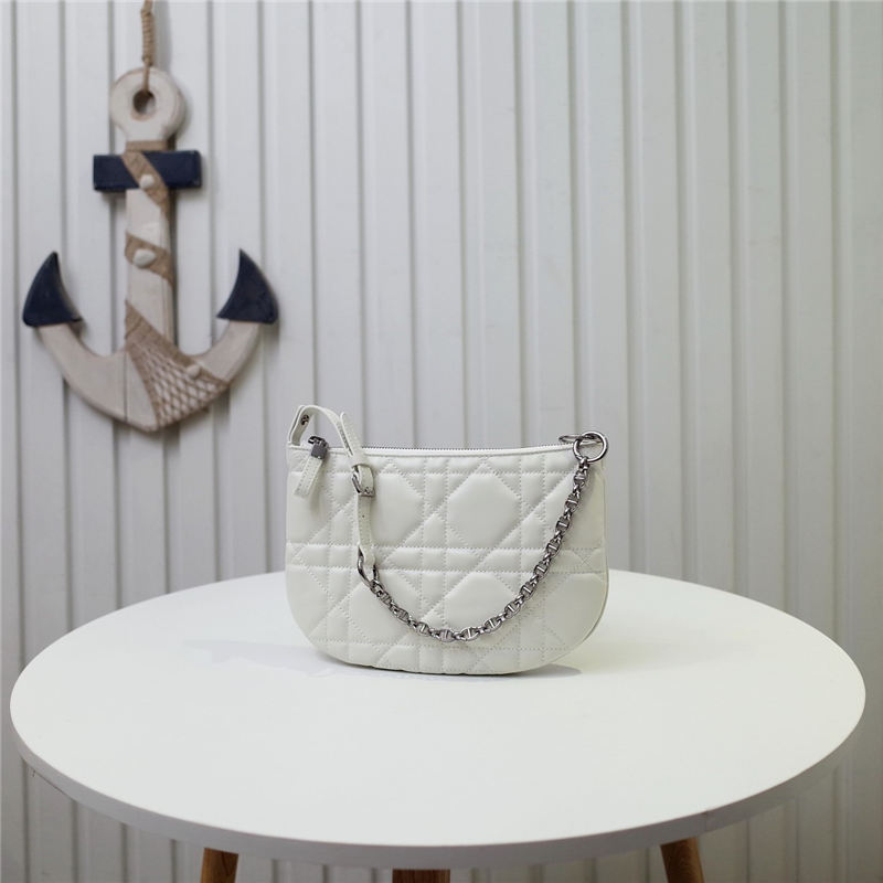 MINI Dior CARO TULIP BAG Quilted Macrocannage Calfskin White High