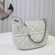 MINI Dior CARO TULIP BAG Quilted Macrocannage Calfskin White High