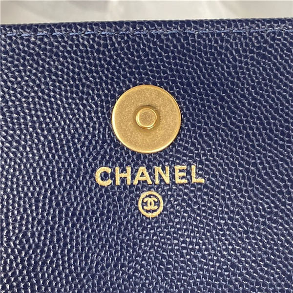 Chanel CLUTCH WITH CHAIN AP2857 Grained Shiny Calfskin & Gold-Tone Metal Navy A