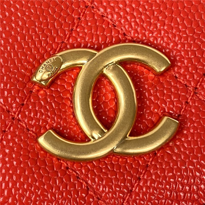 Chanel CLUTCH WITH CHAIN AP2857 Grained Shiny Calfskin & Gold-Tone Metal Orange A