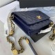 WALLET ON CHAIN Grained Shiny Calfskin & Gold-Tone Metal AP2840 Navy A