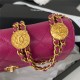 WALLET ON CHAIN Grained Shiny Calfskin & Gold-Tone Metal AP2840 Fuchsia A