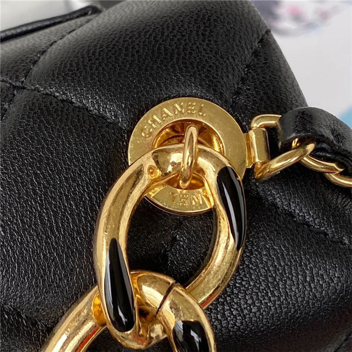 Small Flap Bag AS3367 Lambskin & Gold-Tone Metal Black A