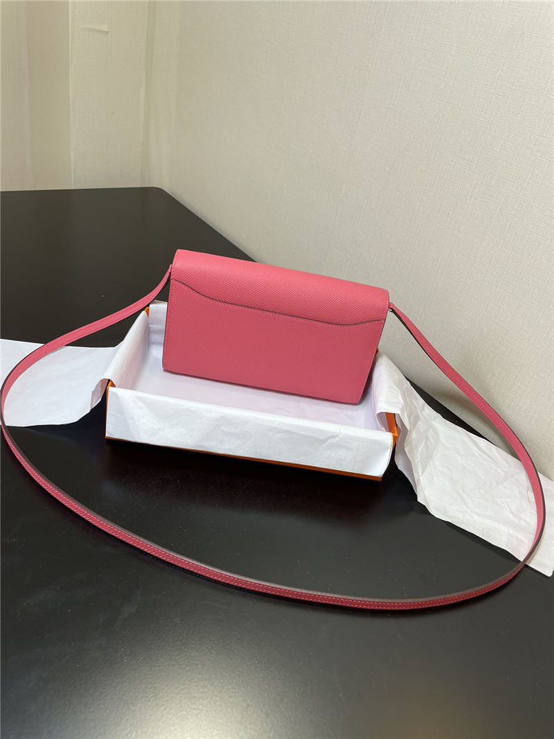 Hermes Constance To Go Long Wallet Epsom Leather Rose Pink Silver-Metal WAX High