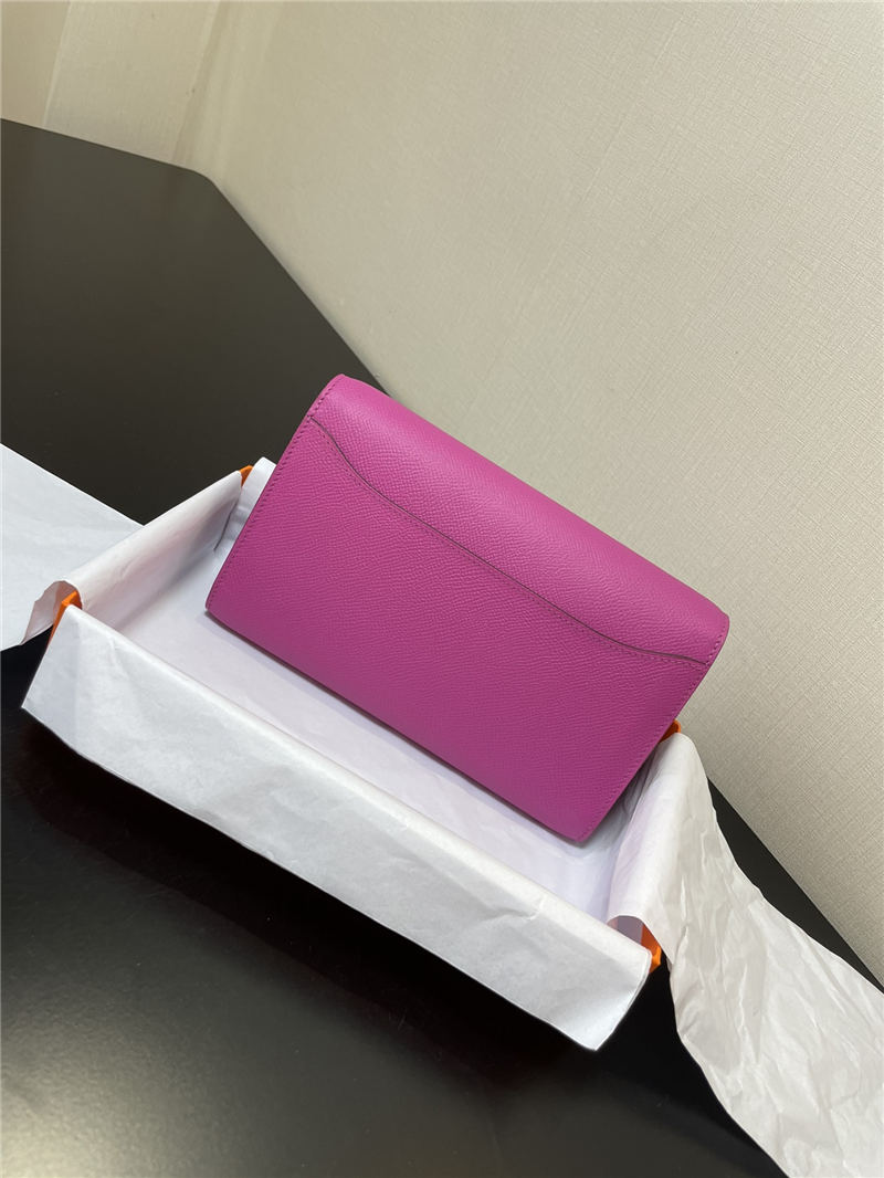 Hermes Constance To Go Long Wallet Epsom Leather Fuchsia Silver-Metal WAX High