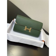 Hermes Constance To Go Long Wallet Epsom Leather Dark Green Gold-Metal WAX High