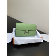 Hermes Constance To Go Long Wallet Epsom Leather Light Green Silver-Metal WAX High