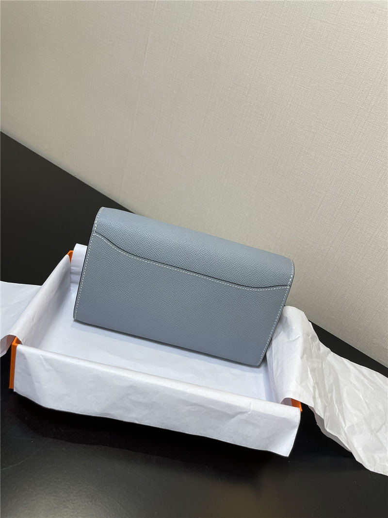 Hermes Constance To Go Long Wallet Epsom Leather Grey Blue Gold-Metal WAX High