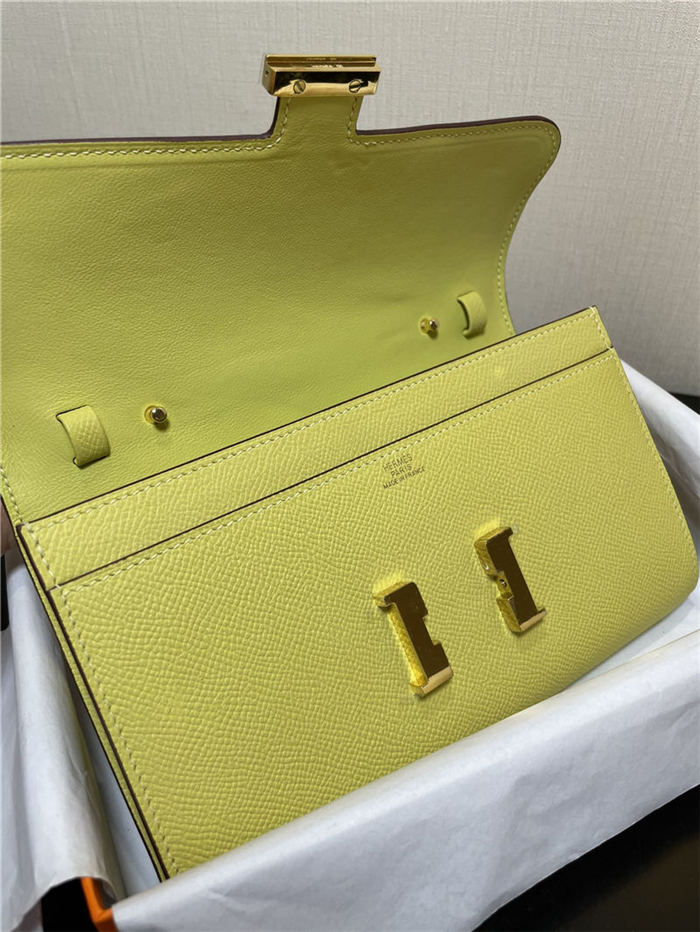 Hermes Constance To Go Long Wallet Epsom Leather Lemon Gold-Metal WAX High