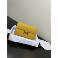 Hermes Constance To Go Long Wallet Epsom Leather Yellow Gold-Metal WAX High