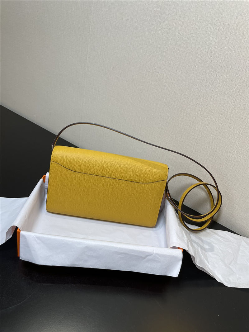 Hermes Constance To Go Long Wallet Epsom Leather Yellow Silver-Metal WAX High