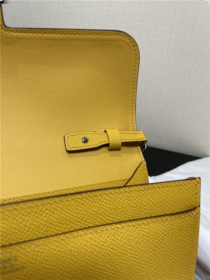 Hermes Constance To Go Long Wallet Epsom Leather Yellow Silver-Metal WAX High