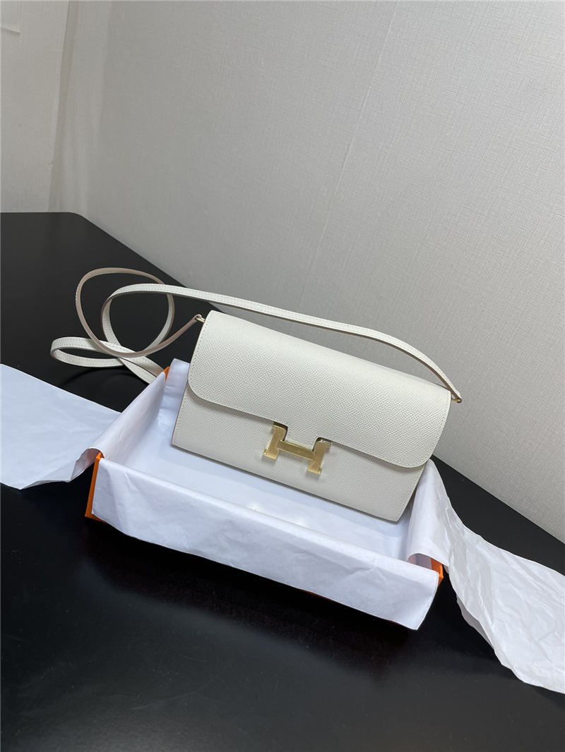 Hermes Constance To Go Long Wallet Epsom Leather White Gold-Metal WAX High