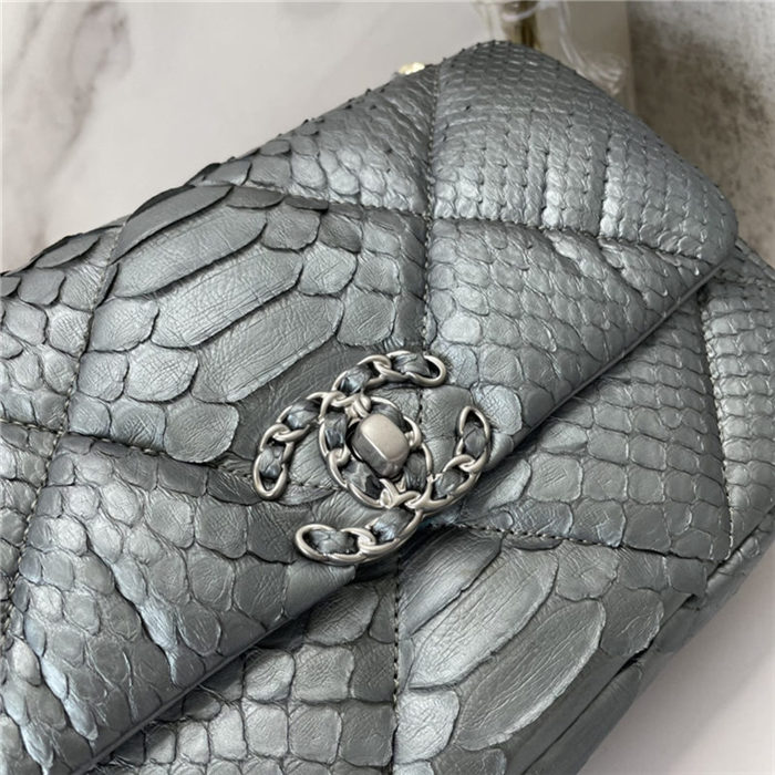 Chanel 19 Flap Bag Snake Gold-Tone, Silver-Tone & Ruthenium-Finish Metal High