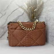 Chanel 19 Flap Bag Snake Gold-Tone, Silver-Tone & Ruthenium-Finish Metal High