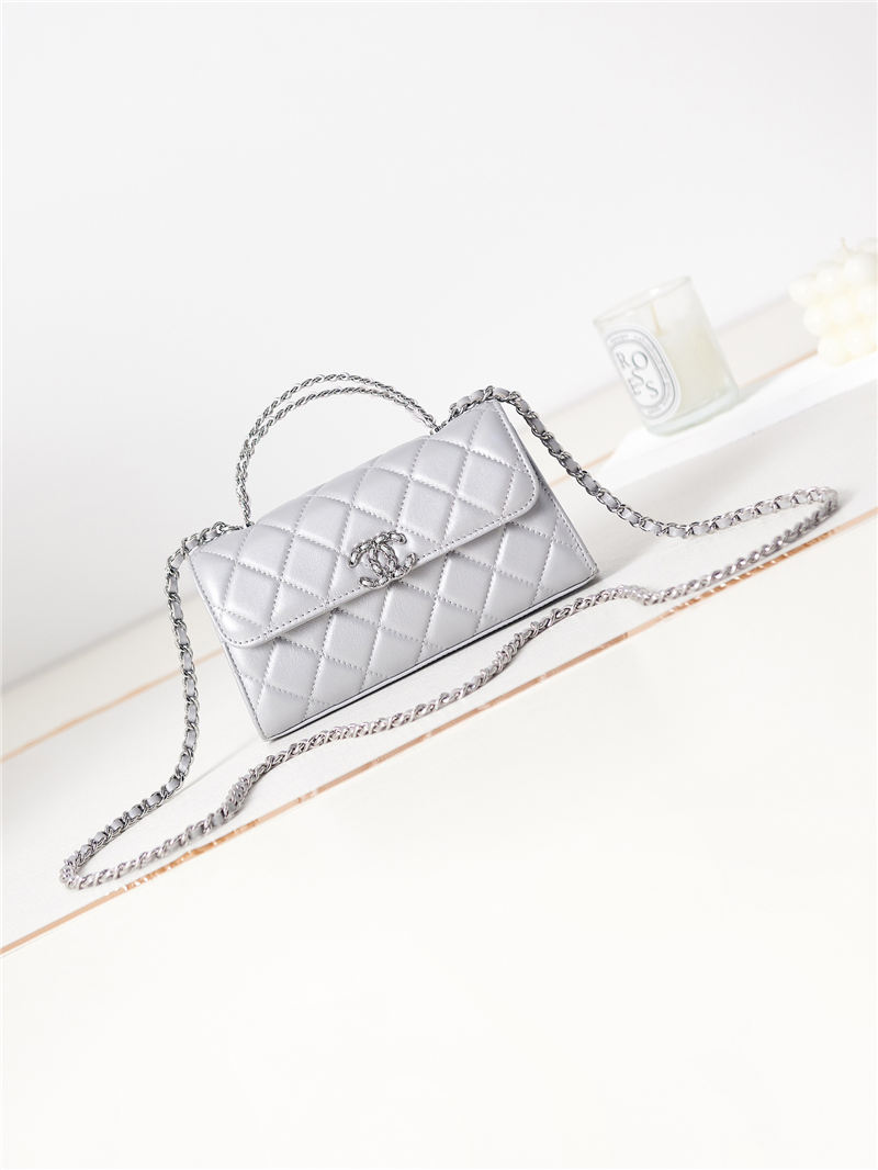 Chanel CLUTCH WITH CHAIN AP3238 Grained Shiny Calfskin Silver A