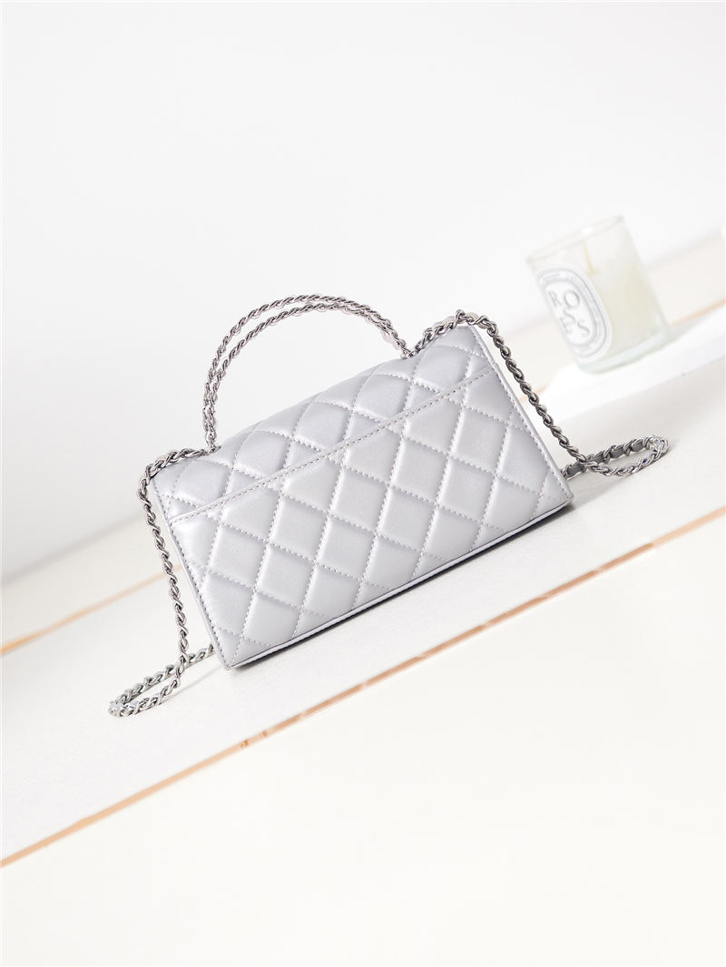 Chanel CLUTCH WITH CHAIN AP3238 Grained Shiny Calfskin Silver A