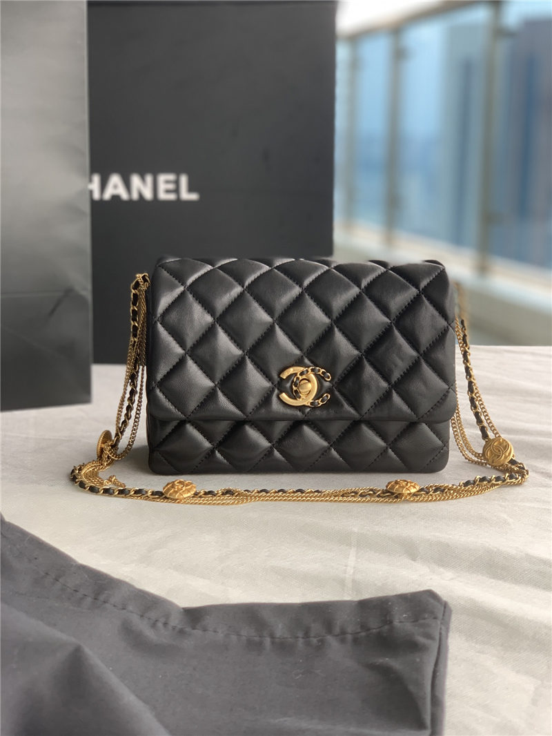 Chanel MINI FLAP BAG AS3378 Lambskin & Gold-Tone Metal Black High