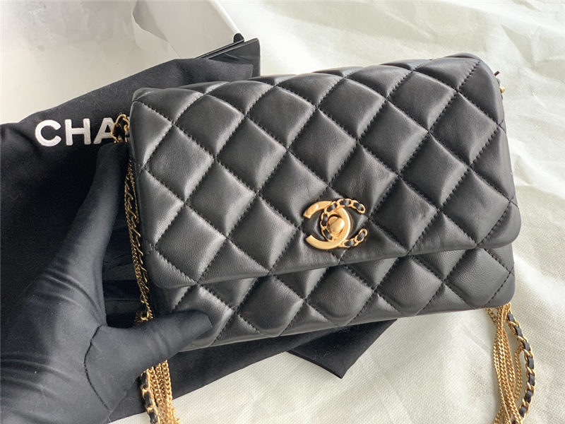 Chanel MINI FLAP BAG AS3378 Lambskin & Gold-Tone Metal Black High