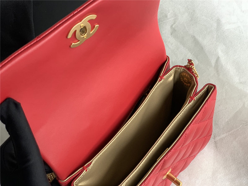 Chanel MINI FLAP BAG AS3378 Lambskin & Gold-Tone Metal Red High