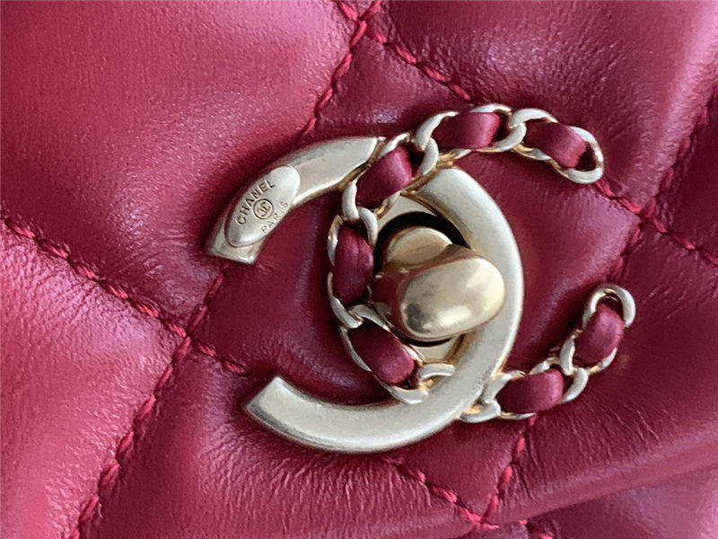 Chanel MINI FLAP BAG AS3378 Lambskin & Gold-Tone Metal Red High