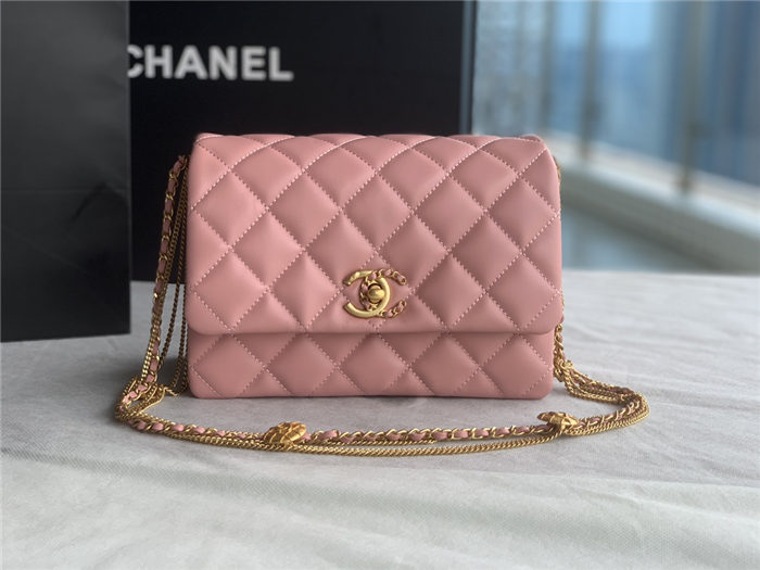 Chanel MINI FLAP BAG AS3378 Lambskin & Gold-Tone Metal Pink High